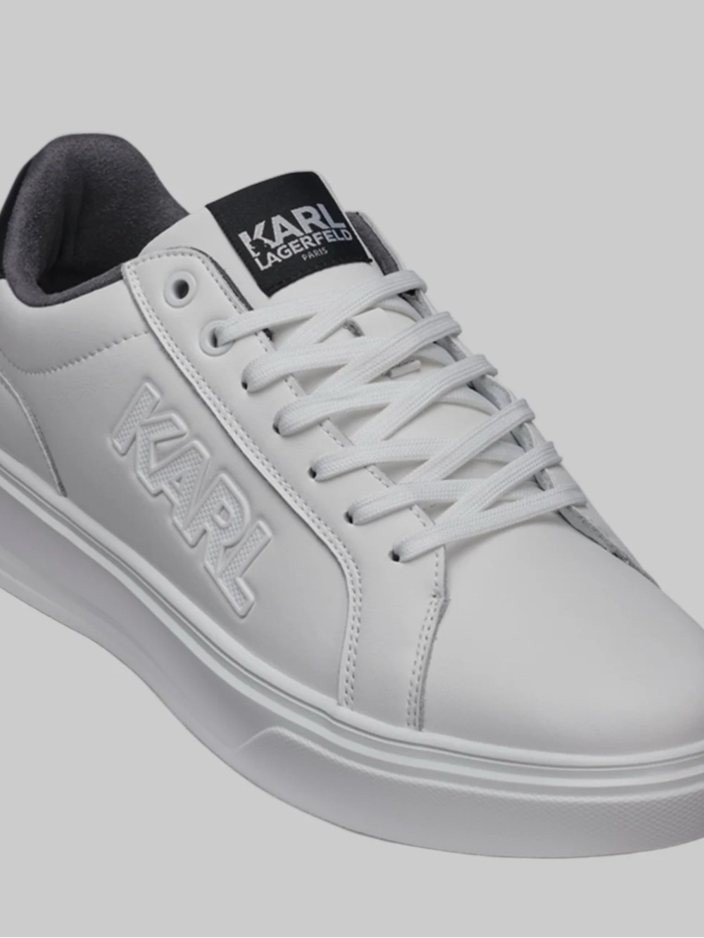 Karl Lagerfeld White Low-Top Leather Sneaker Size 10